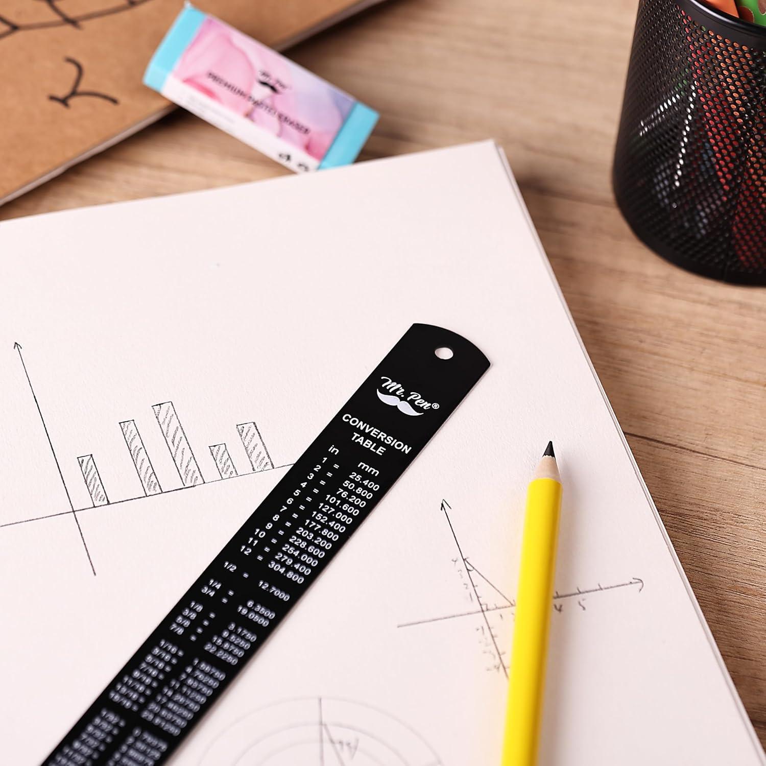 Regla de acero inoxidable Mr. Pen 2 piezas 15.24 y 30.48 cm