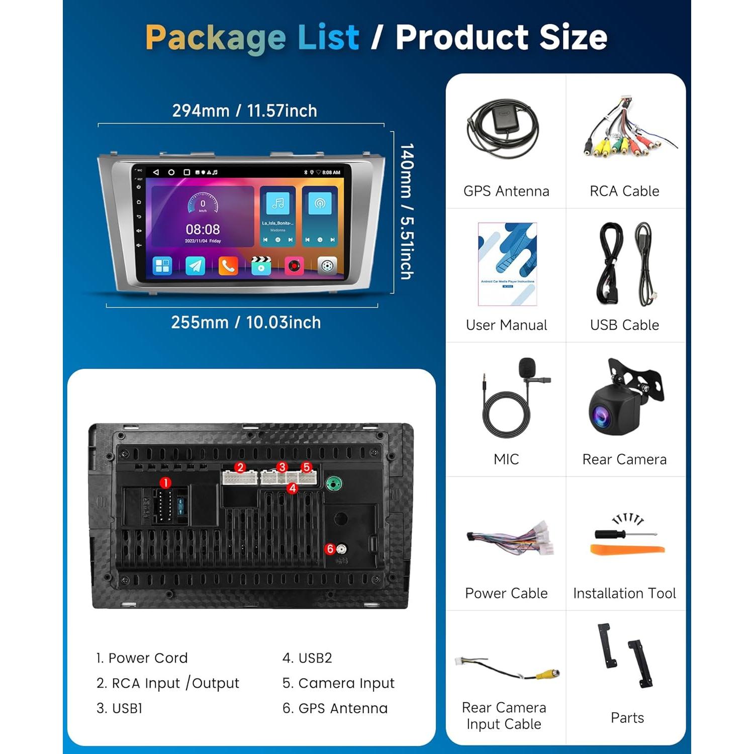 Estéreo de Coche METEESER 2+64G para Toyota Camry 2006-2011