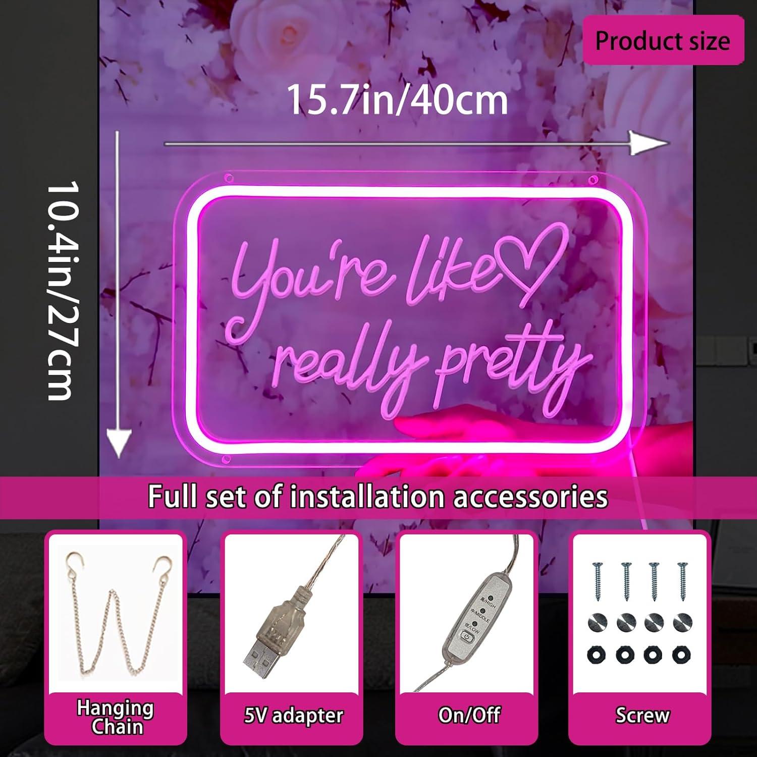 Letrero de Neón LED Rosa INSNEnN 39.9x25.8 cm Dimmable