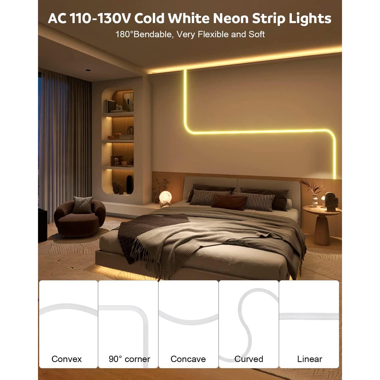 Luz de Neón LED Aclorol 5m Blanco Cálido IP67 Flexible 600 LEDs