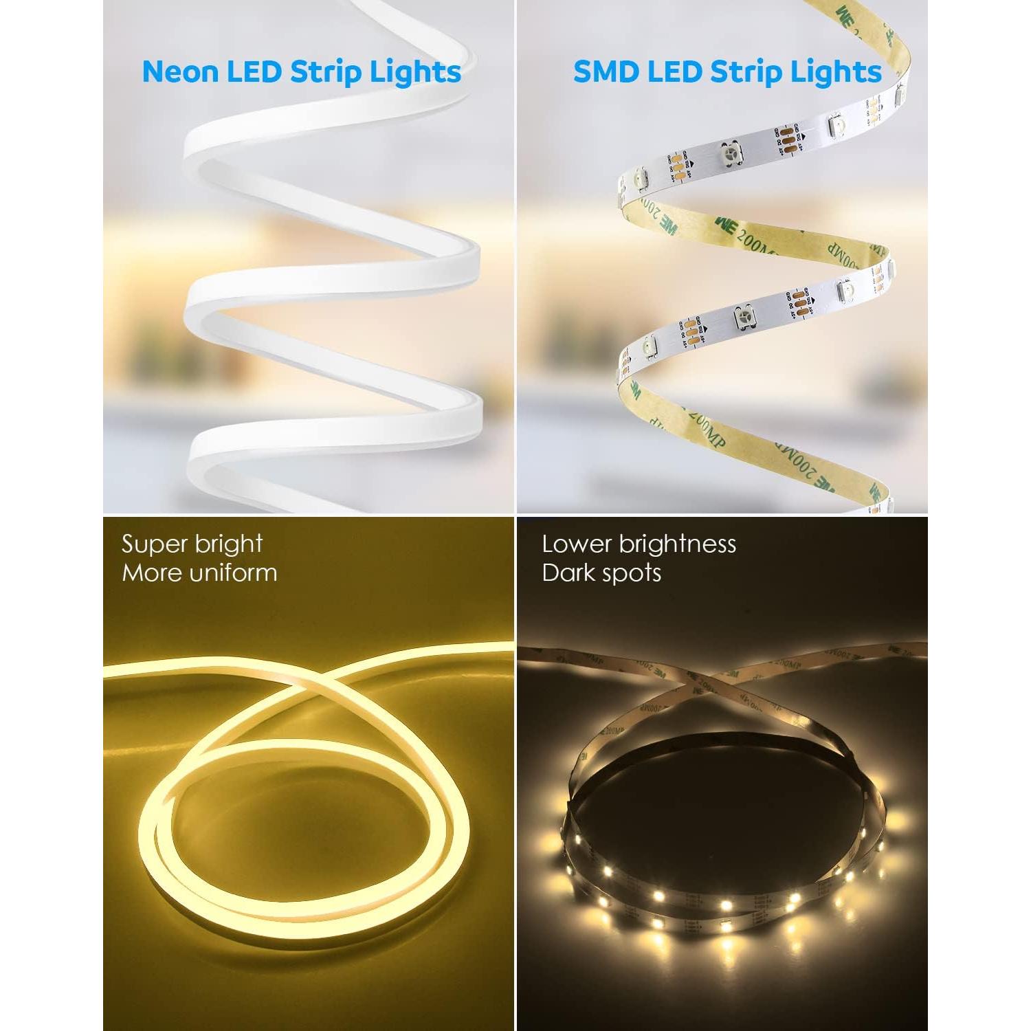 Luz de Neón LED Aclorol 5m Blanco Cálido IP67 Flexible 600 LEDs