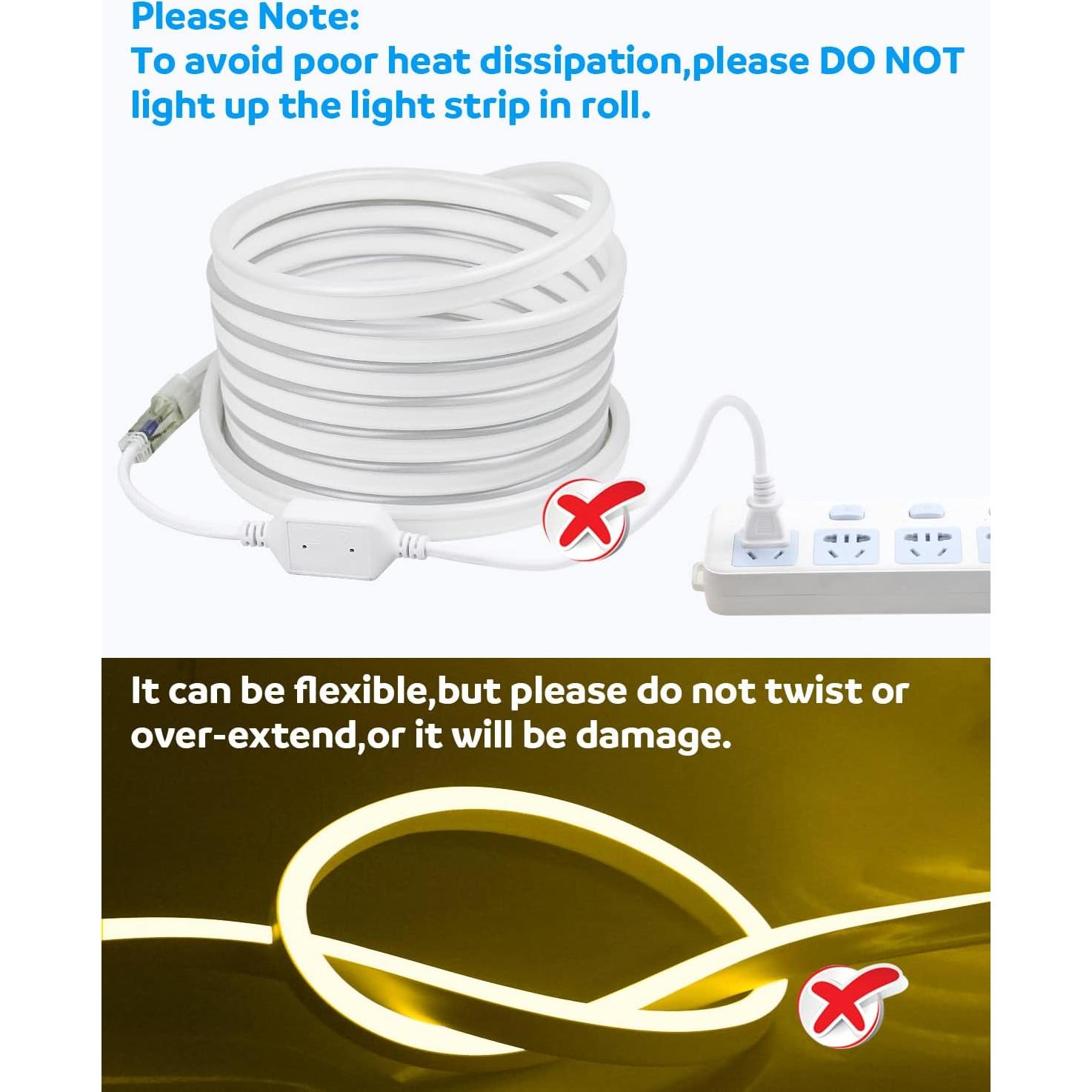 Luz de Neón LED Aclorol 5m Blanco Cálido IP67 Flexible 600 LEDs