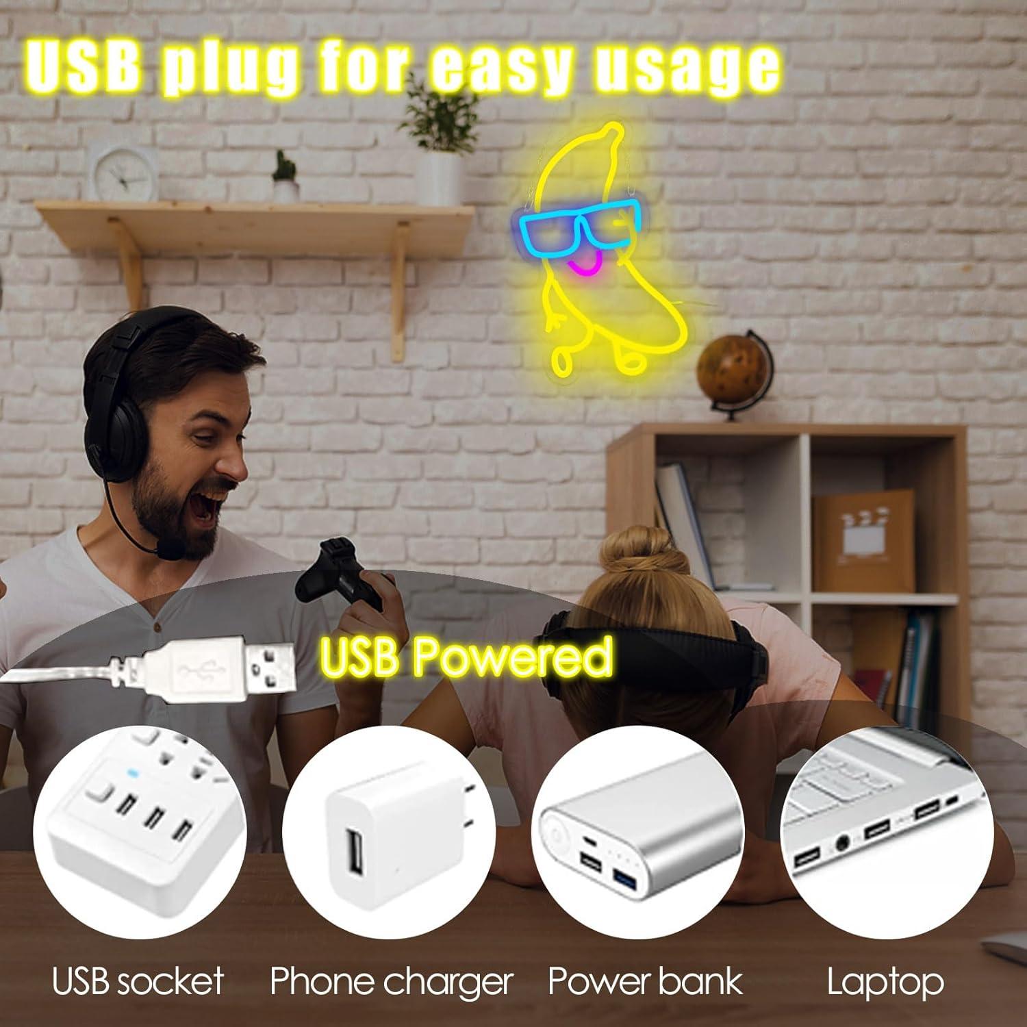 Luz de Neón LED Plátano Limón LeDigPig 43x30 cm Dimmable