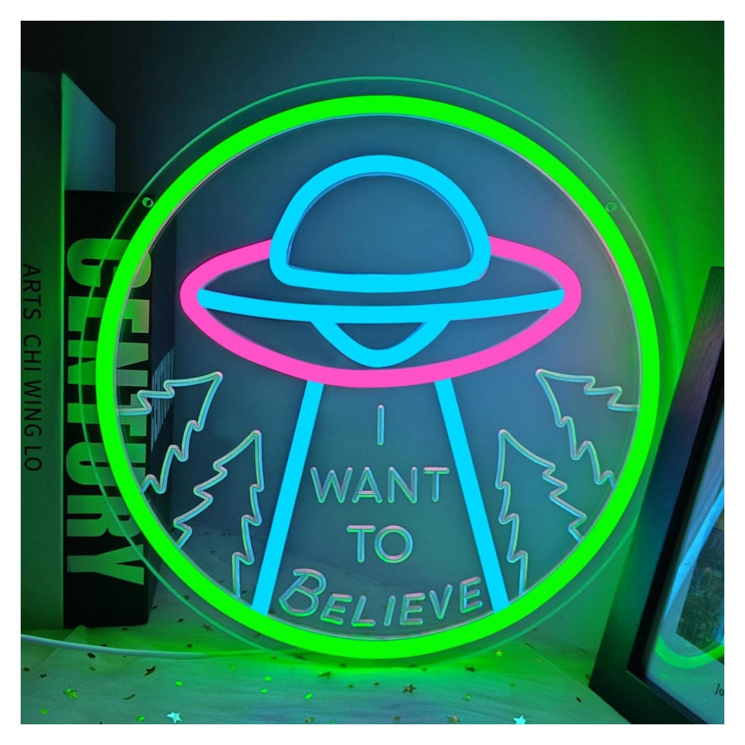 Letrero de Neón LED Quiero Creer CinsYarn 30x10 cm Ajustable
