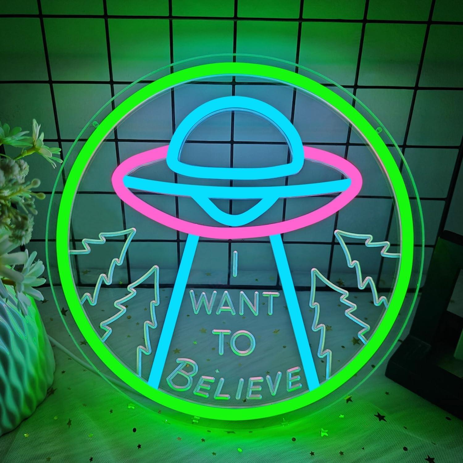 Letrero de Neón LED Quiero Creer CinsYarn 30x10 cm Ajustable