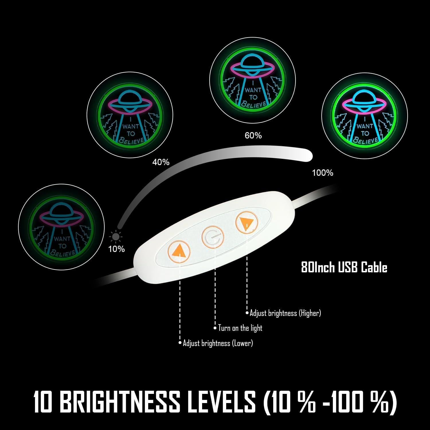 Letrero de Neón LED Quiero Creer CinsYarn 30x10 cm Ajustable