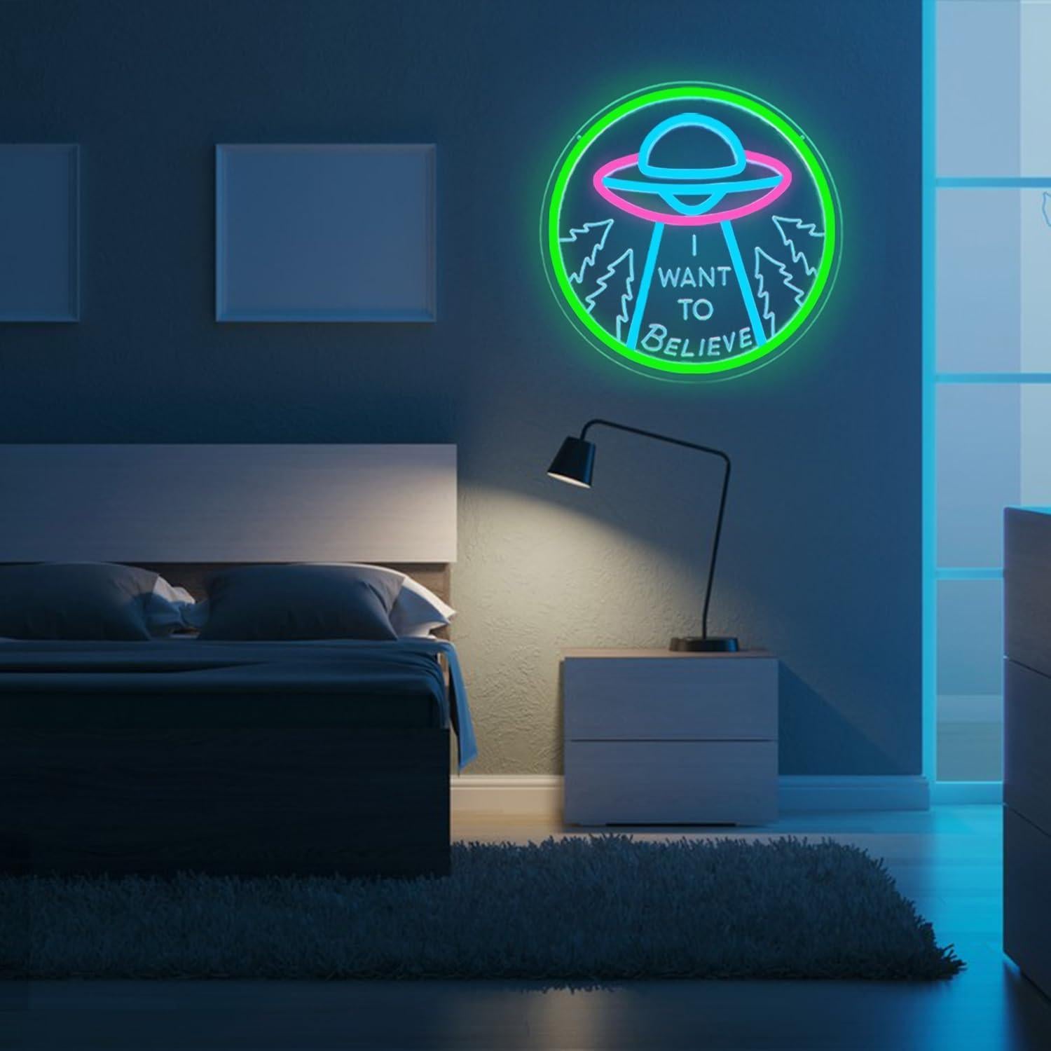 Letrero de Neón LED Quiero Creer CinsYarn 30x10 cm Ajustable