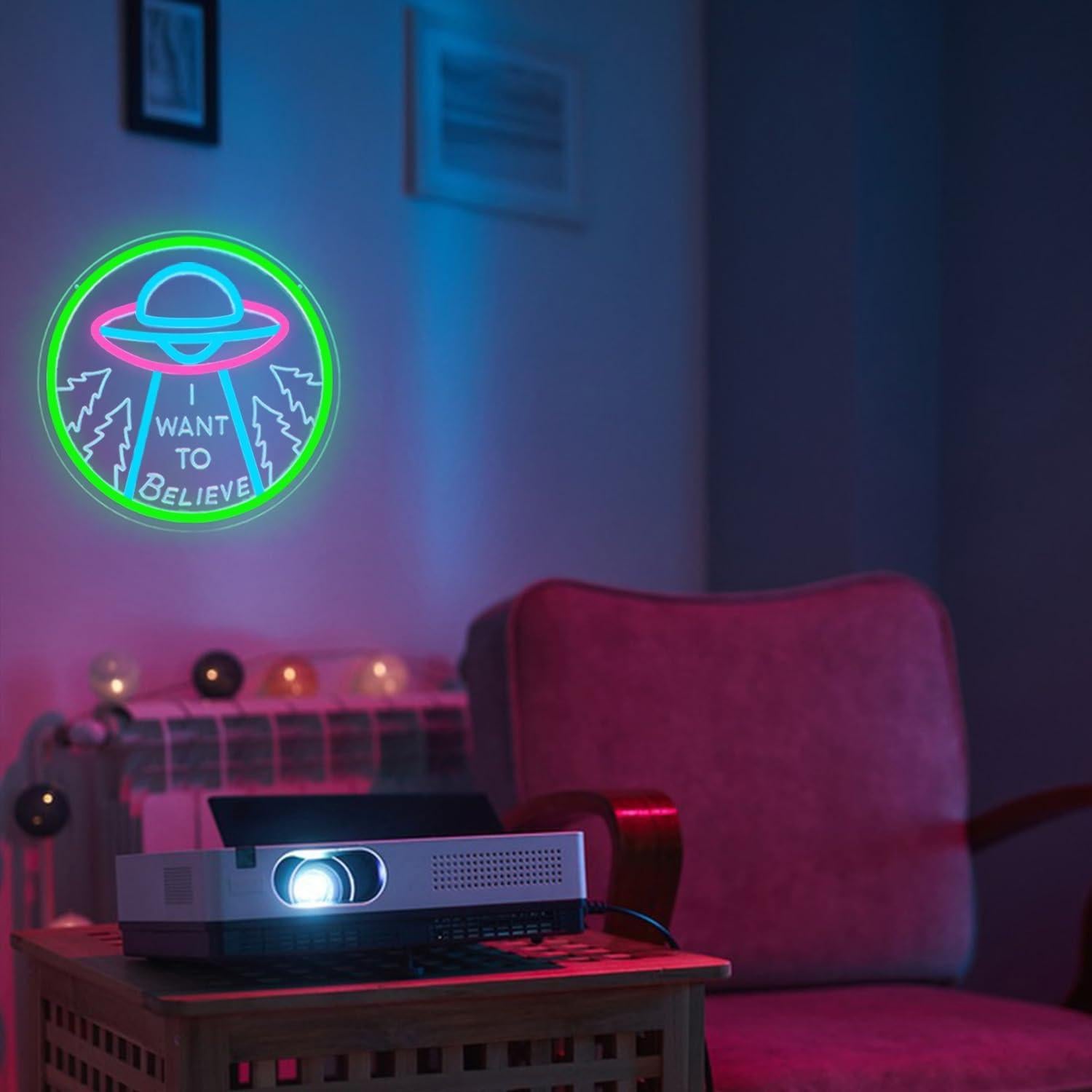 Letrero de Neón LED Quiero Creer CinsYarn 30x10 cm Ajustable