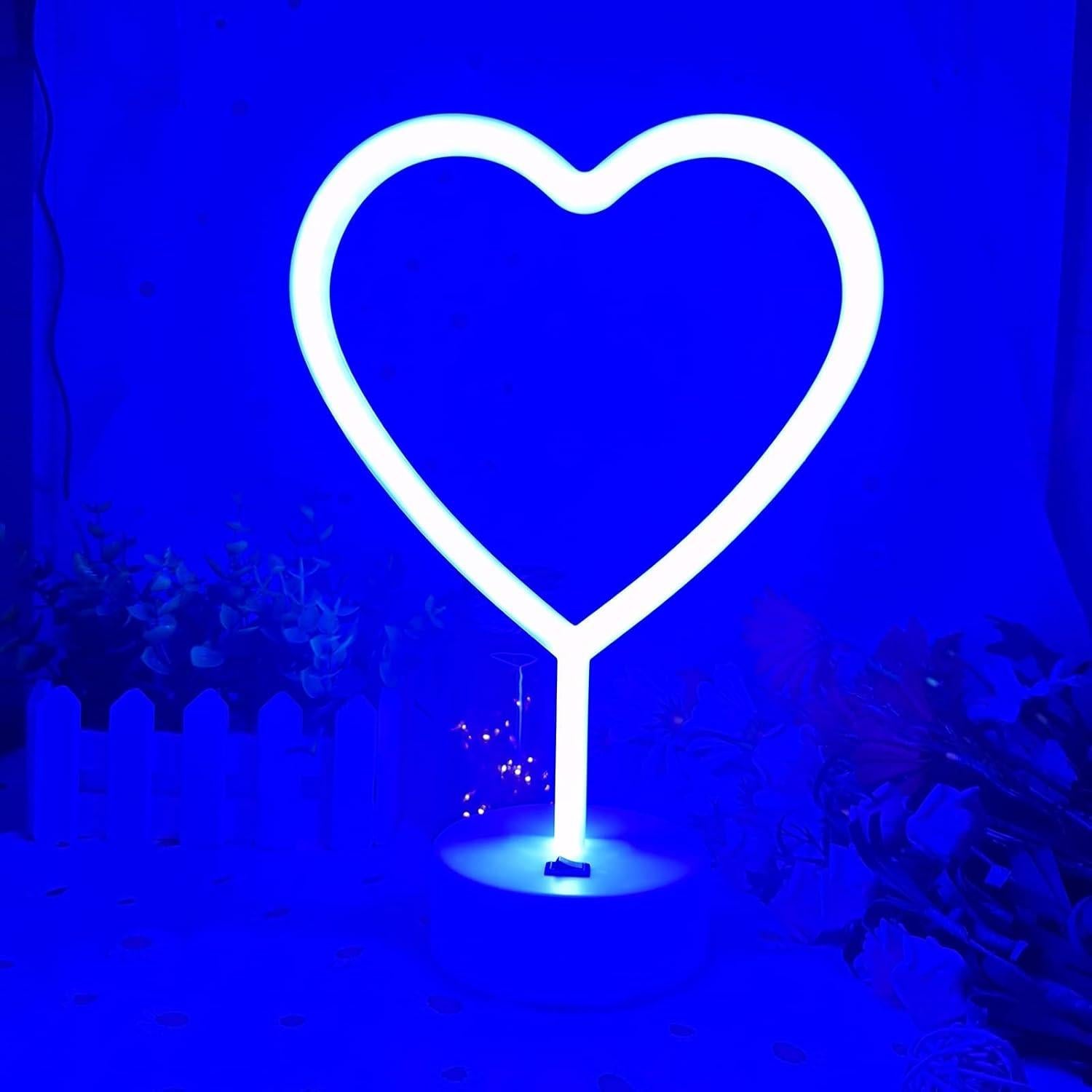 Luz LED Neon Corazón VIFULIN Azul 30.48 cm Recargable