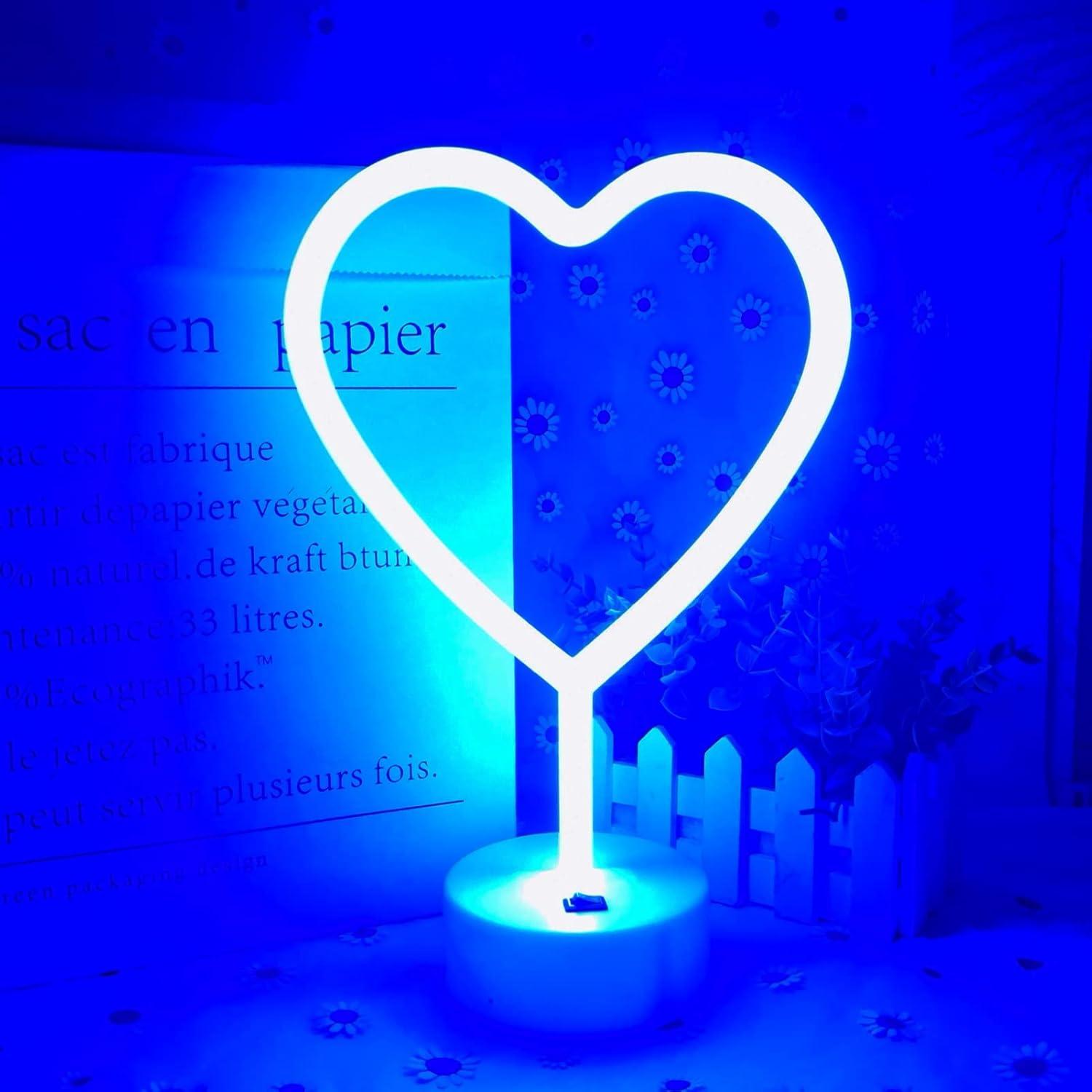 Luz LED Neon Corazón VIFULIN Azul 30.48 cm Recargable