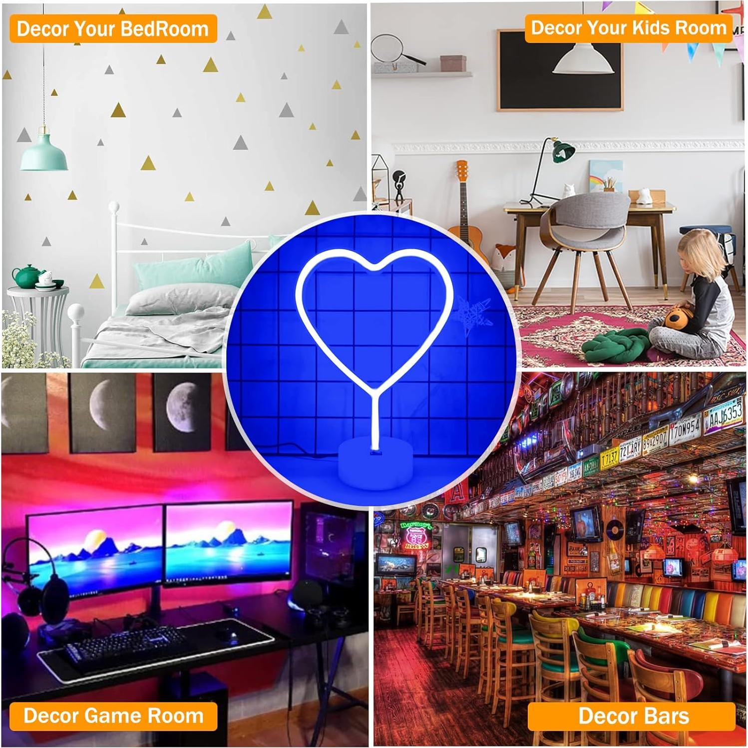 Luz LED Neon Corazón VIFULIN Azul 30.48 cm Recargable