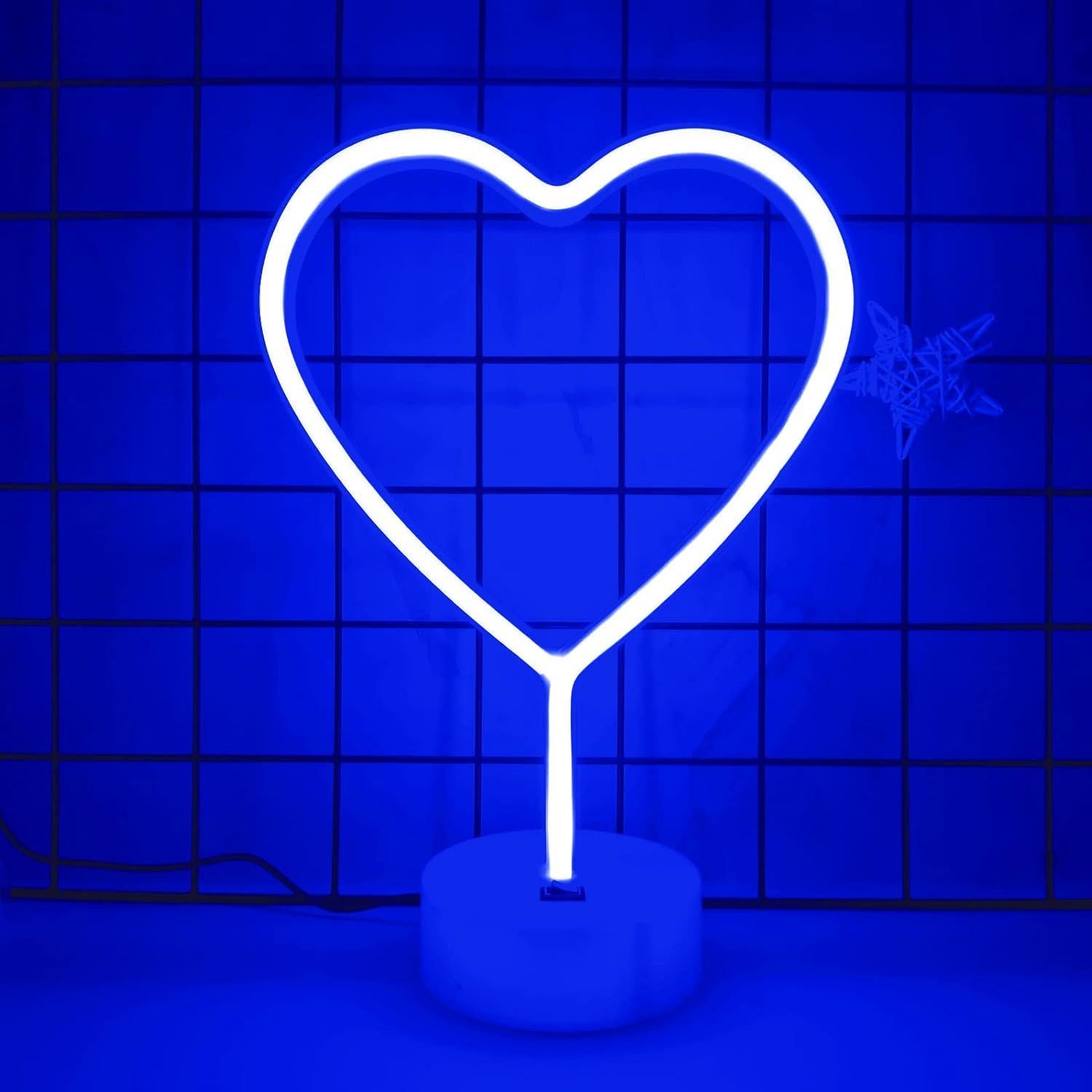 Luz LED Neon Corazón VIFULIN Azul 30.48 cm Recargable
