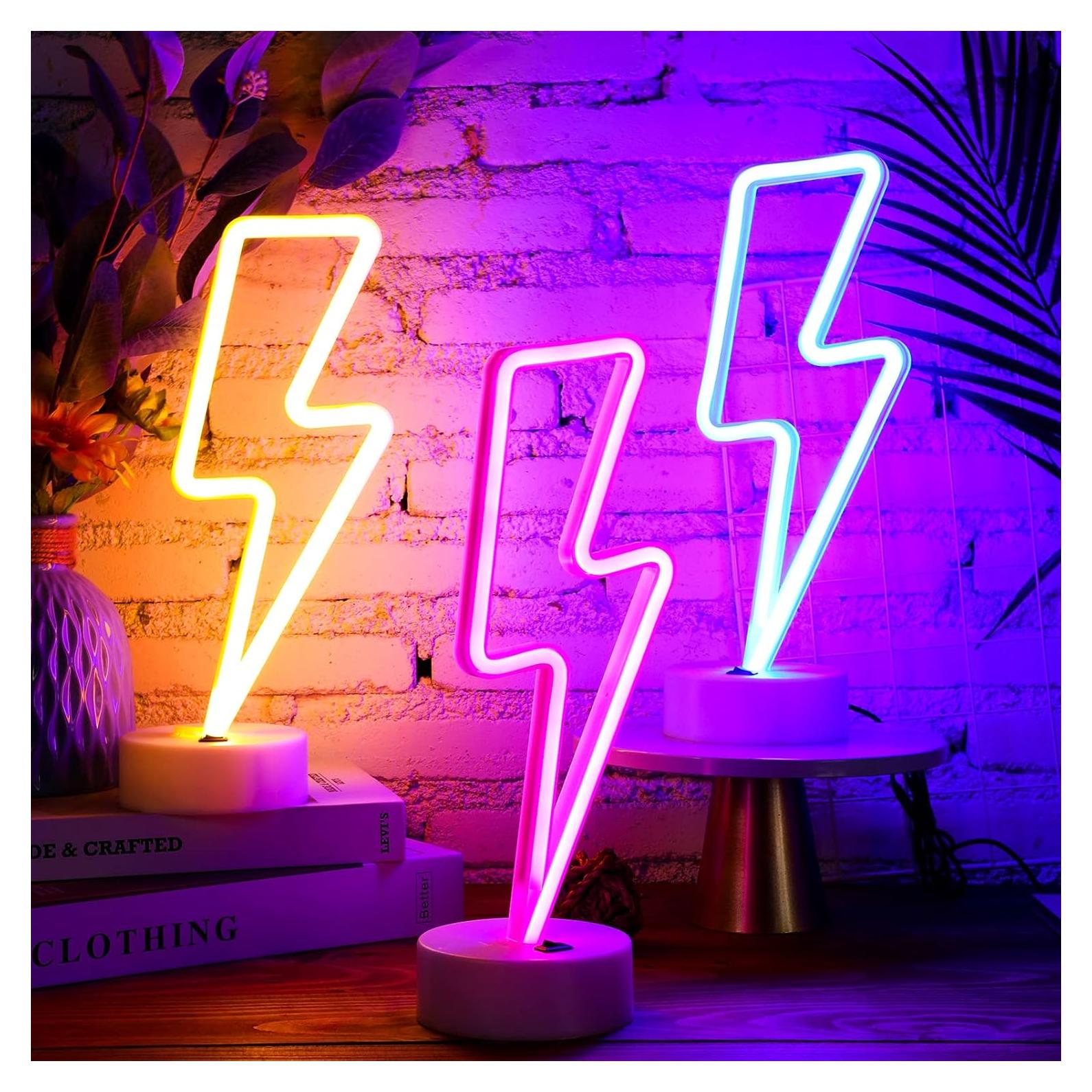 Luz Neon Rayo Sieral 3 Pcs LED USB Batería Decoración Fiesta