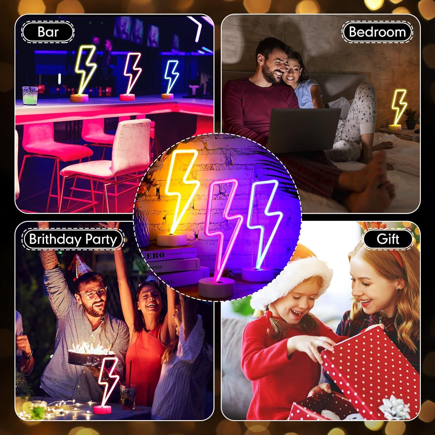 Luz Neon Rayo Sieral 3 Pcs LED USB Batería Decoración Fiesta