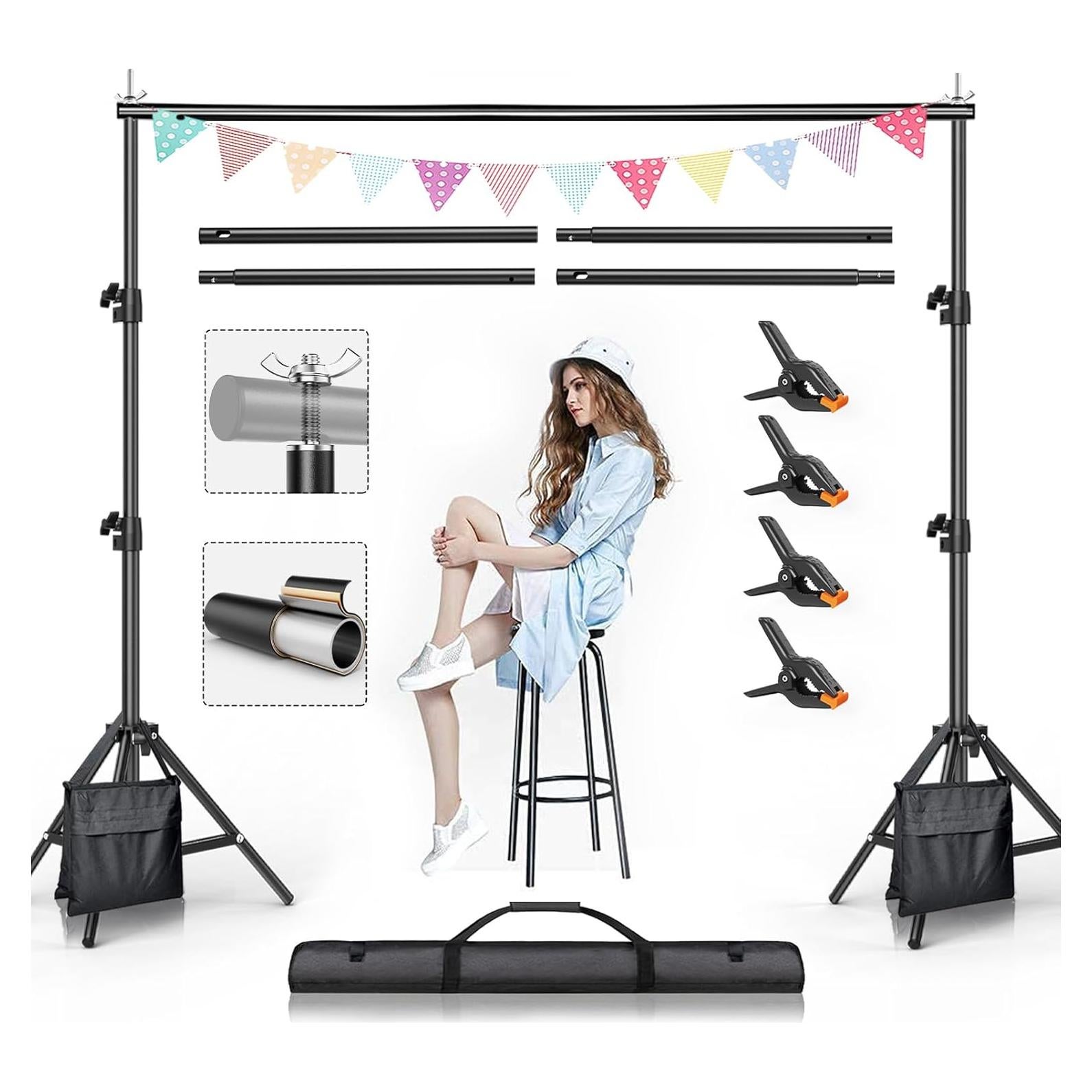 Kit de Soporte de Fondo BEIYANG 2.29 m x 3.05 m Ajustable