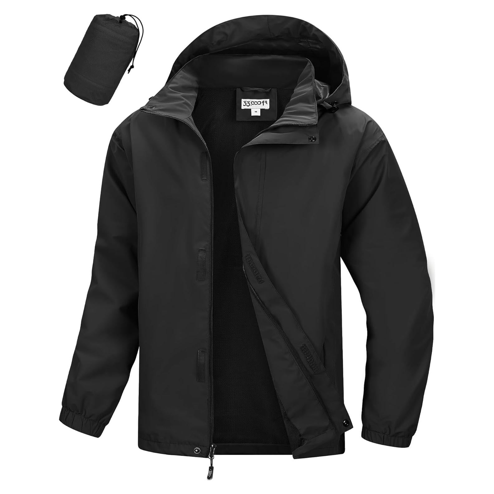 Chaqueta Impermeable 33,000ft para Hombre Plegable Negra
