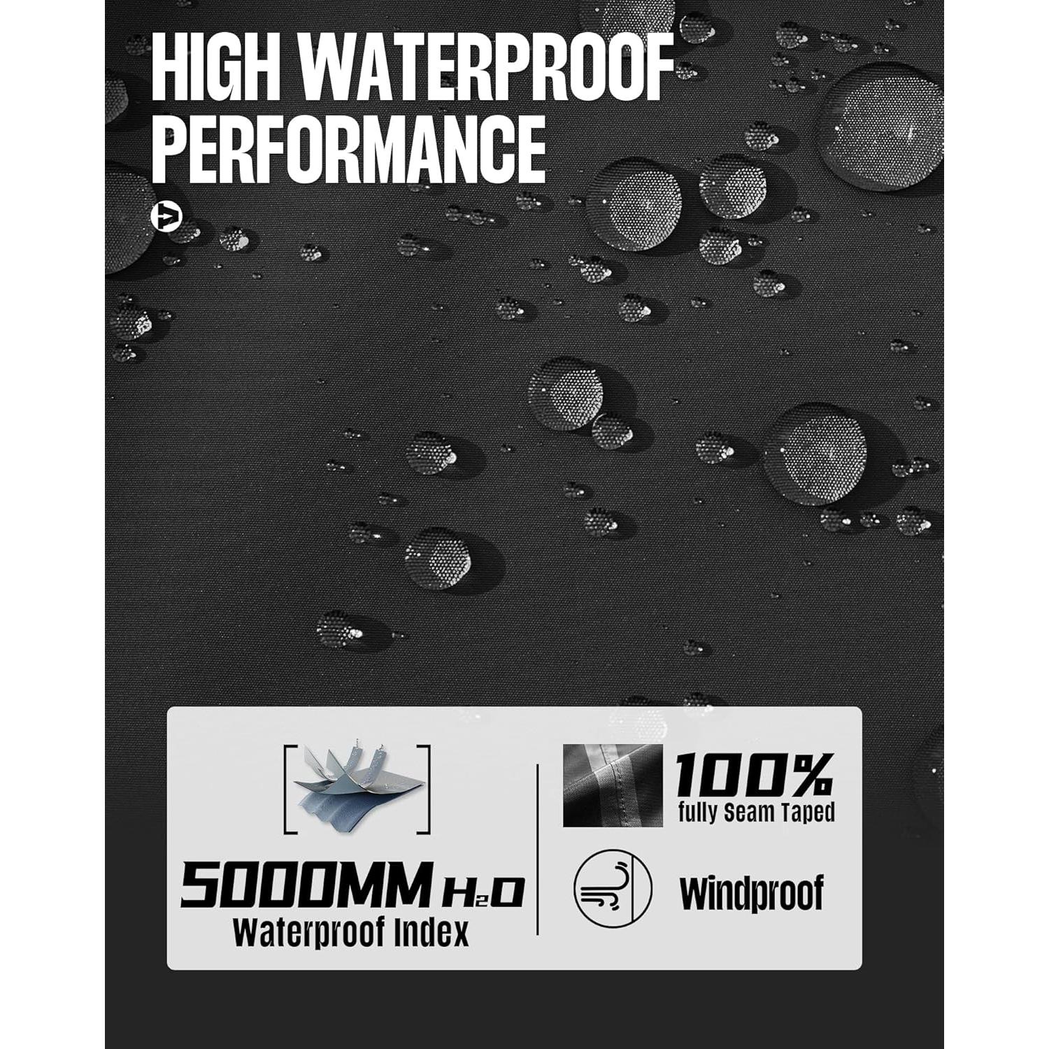 Chaqueta Impermeable 33,000ft para Hombre Plegable Negra