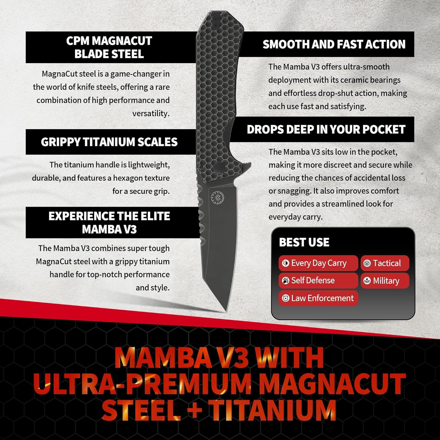 Cuchillo EDC Off-Grid Mamba V3 Titanio MagnaCut 10.16 cm