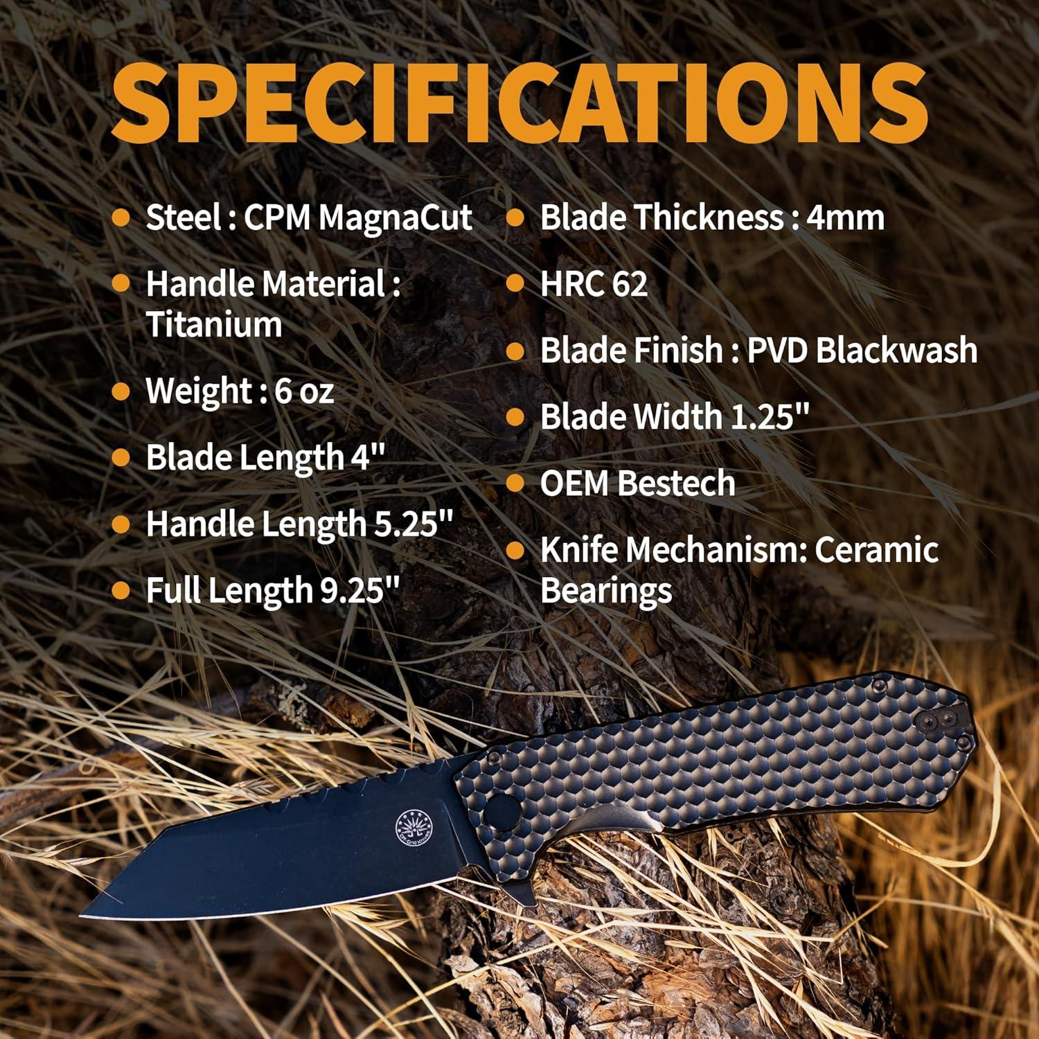 Cuchillo EDC Off-Grid Mamba V3 Titanio MagnaCut 10.16 cm