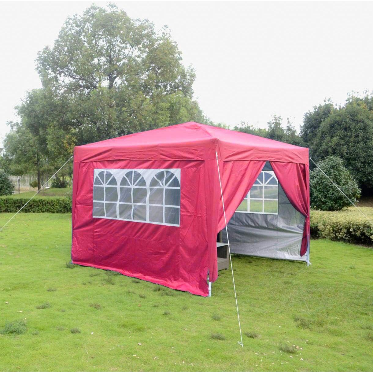Carpa pop-up 3.05x3.05m Outdoor Basic roja con 4 paredes