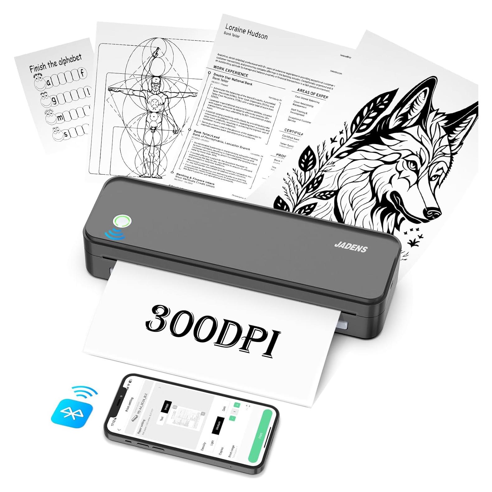 Impresora Térmica Portátil JADENS 300, Bluetooth, 300DPI