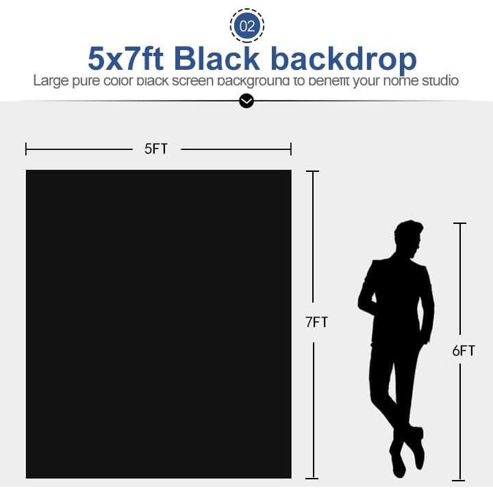 Cortina de Fondo Negra EMART 1.52 x 2.13 m para Fotografía
