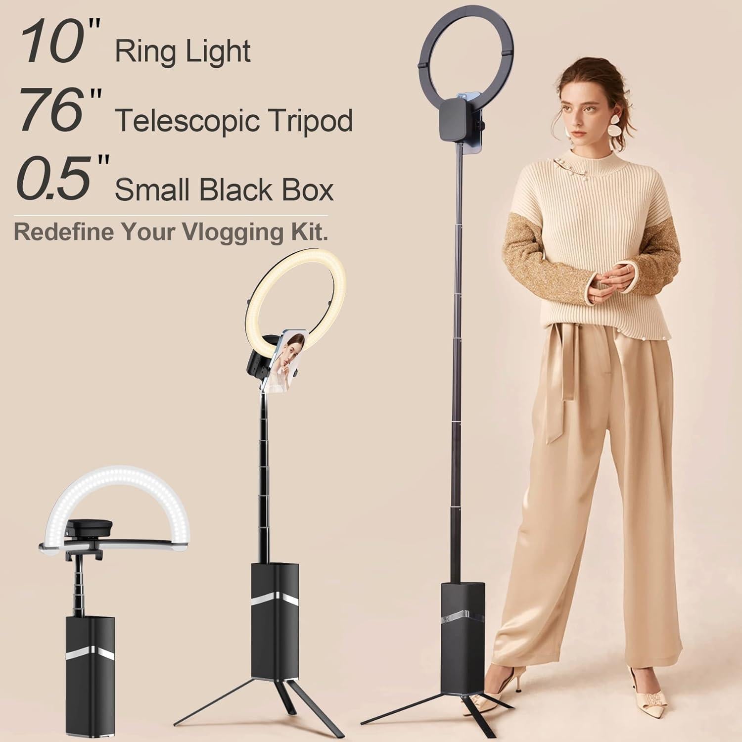 Anillo de Luz Selfie iyesku 25cm con Trípode 193cm LED