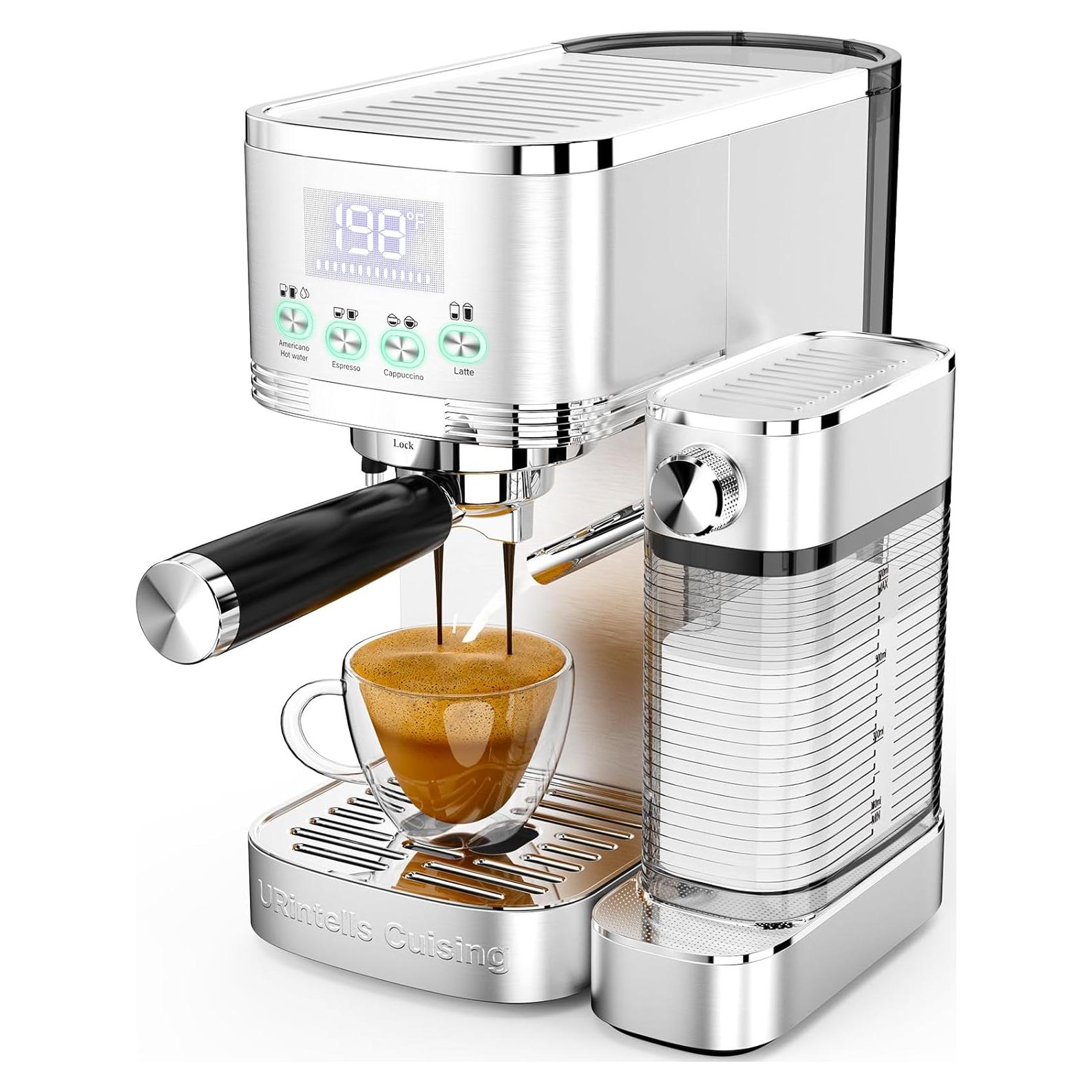 Cafetera Espresso URintells 20 Bar con Espumador Automático