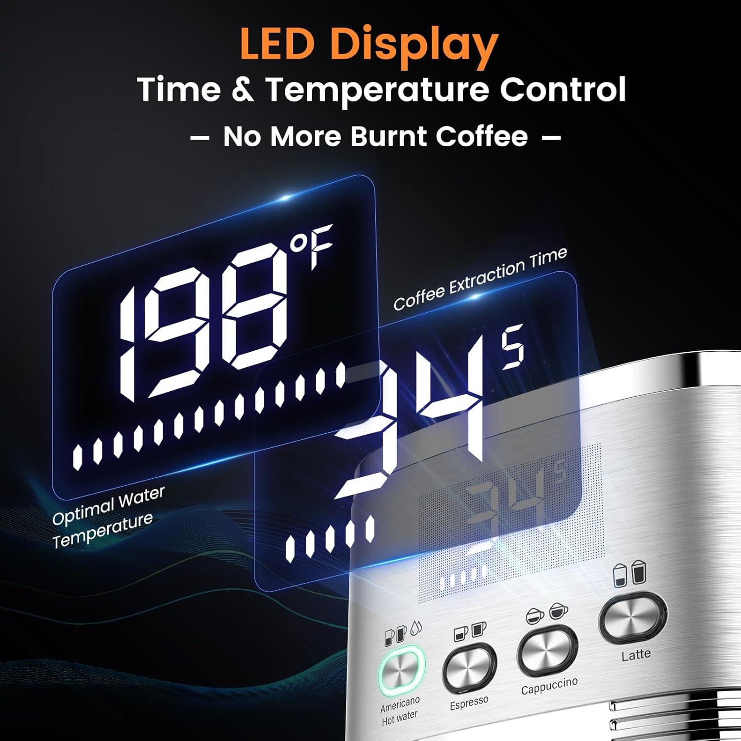 Cafetera Espresso URintells 20 Bar con Espumador Automático