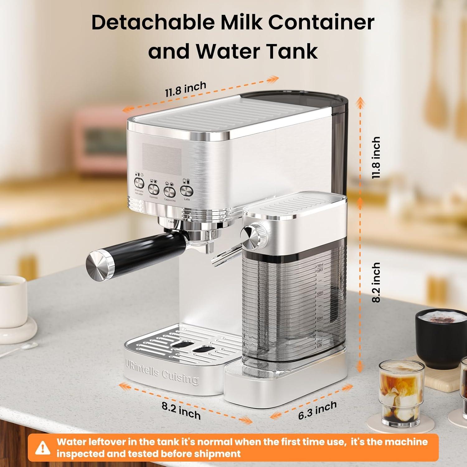 Cafetera Espresso URintells 20 Bar con Espumador Automático