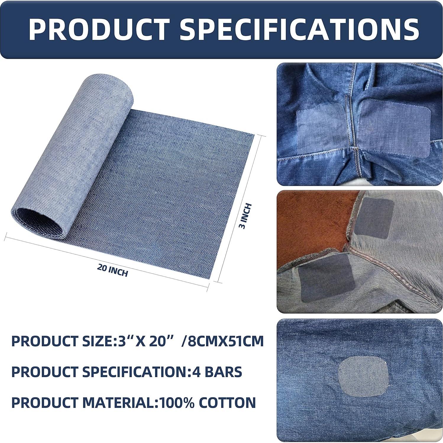 Parches de Denim Azul Azobur 4 Rollos 8x51 cm para Planchar