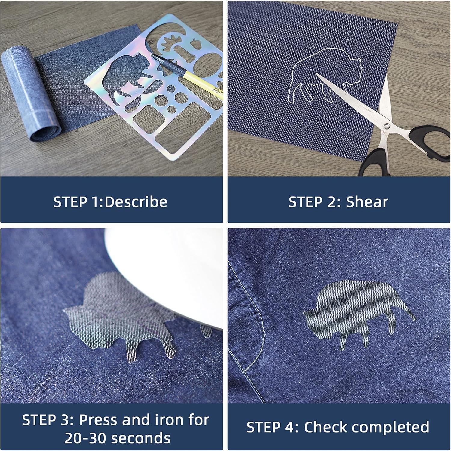 Parches de Denim Azul Azobur 4 Rollos 8x51 cm para Planchar