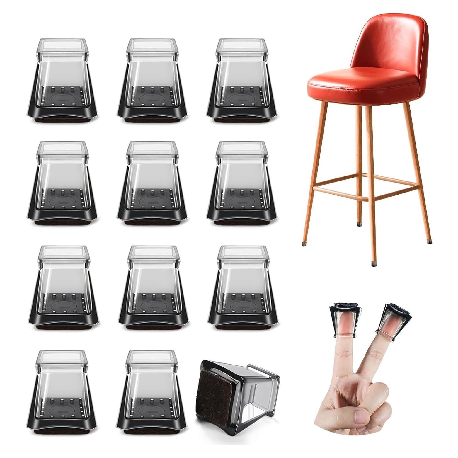 24 Protectores de Suelo de Silicona para Patas de Sillas - Negro