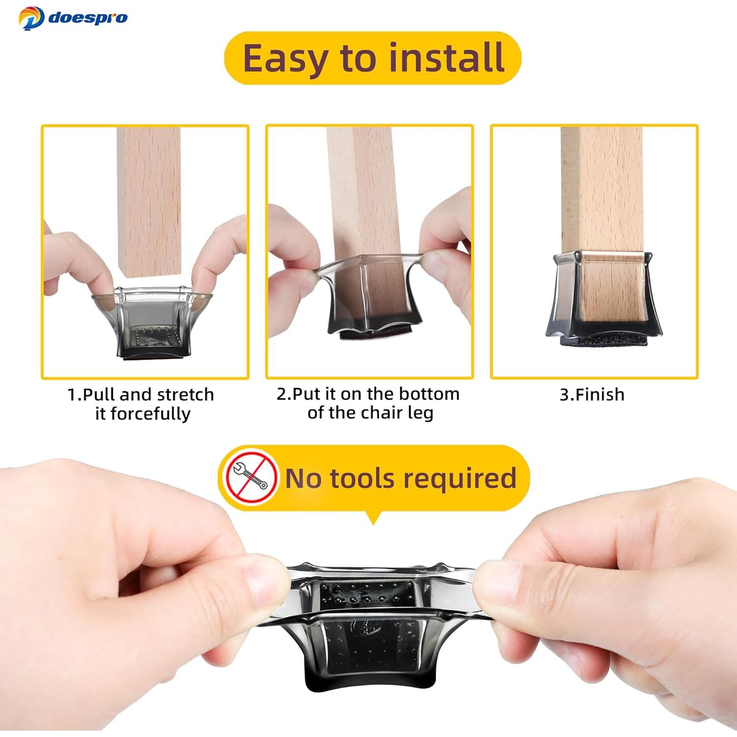 24 Protectores de Suelo de Silicona para Patas de Sillas - Negro