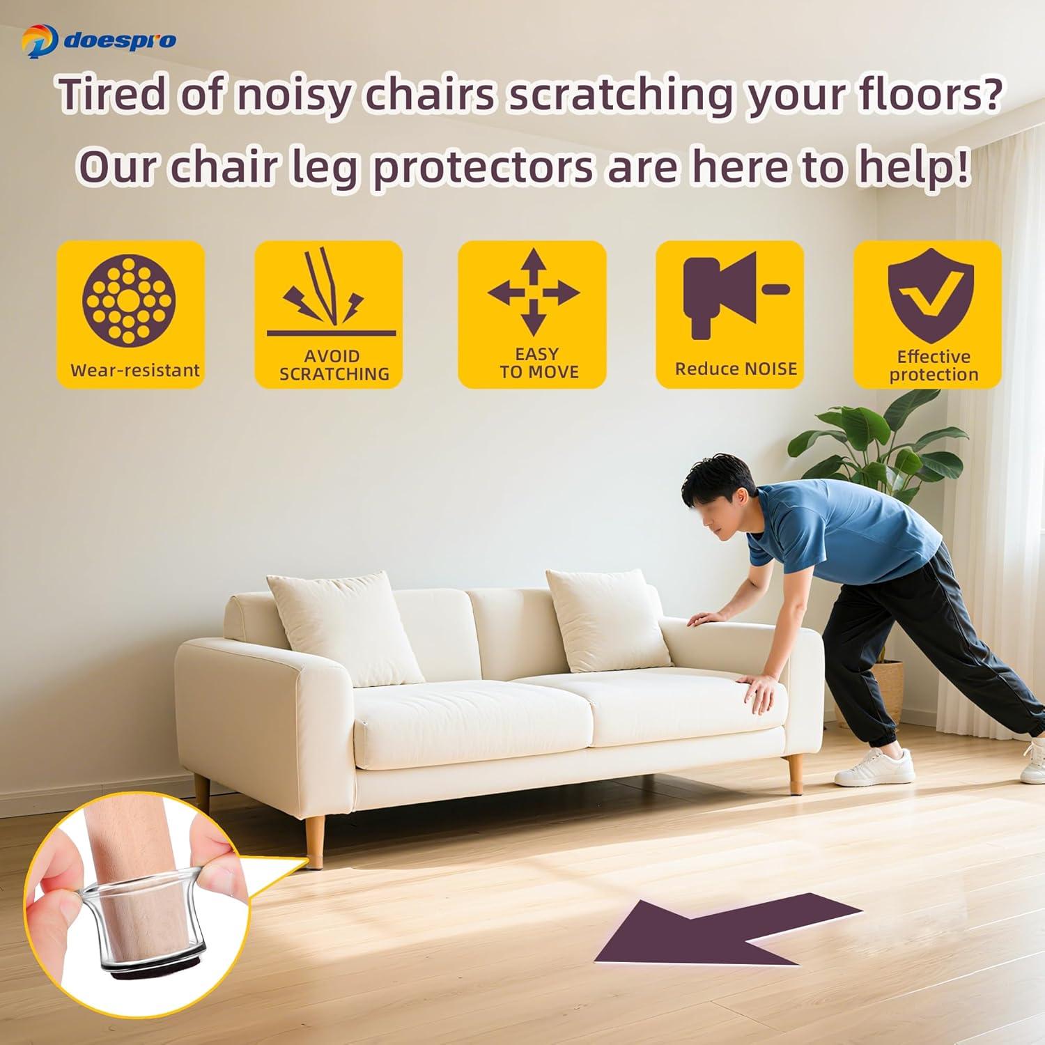 16 Protectores de Suelo para Patas de Sillas 1doespro XXL