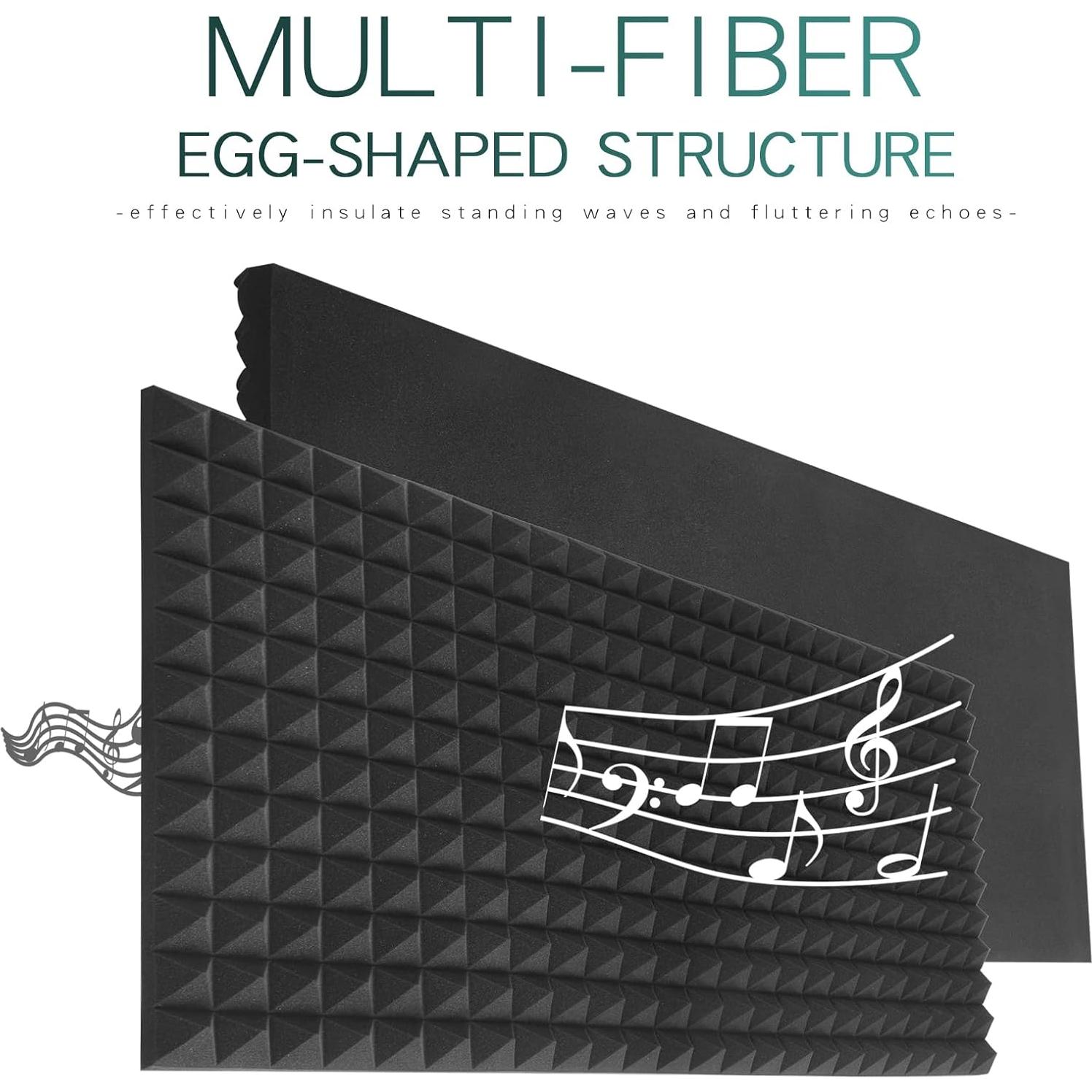 Paneles Acústicos de Espuma YHYGHXFR 121.9x61 cm 2 PCS Negro