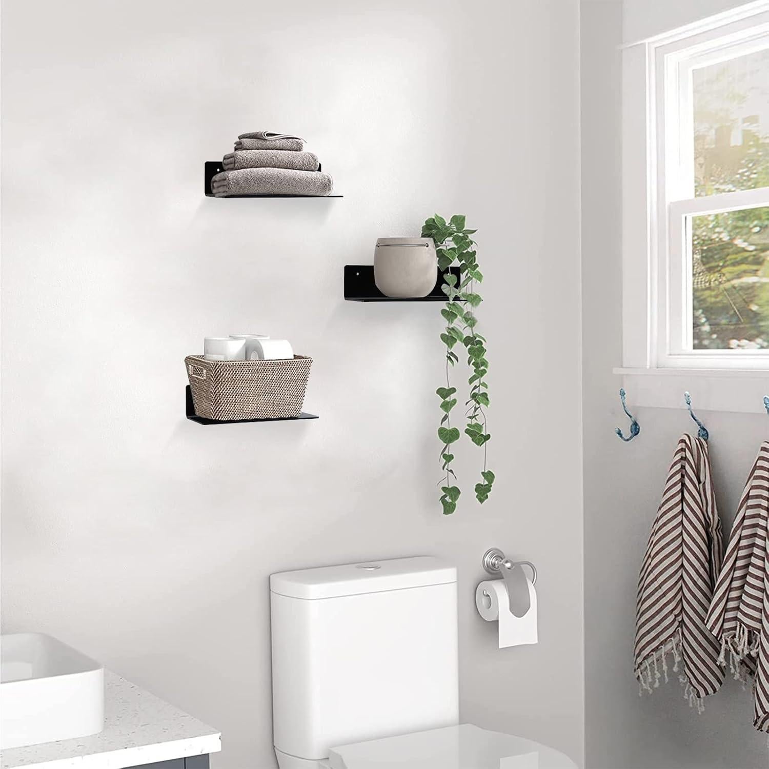 Estante Flotante de Acrílico Luium 22.86x9x6 cm Negro - Juego de 2