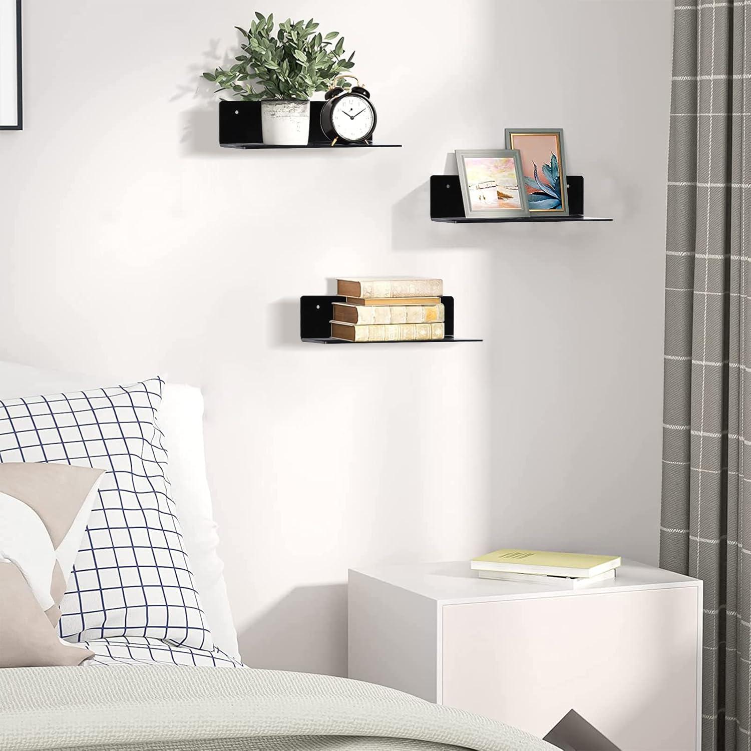 Estante Flotante de Acrílico Luium 22.86x9x6 cm Negro - Juego de 2