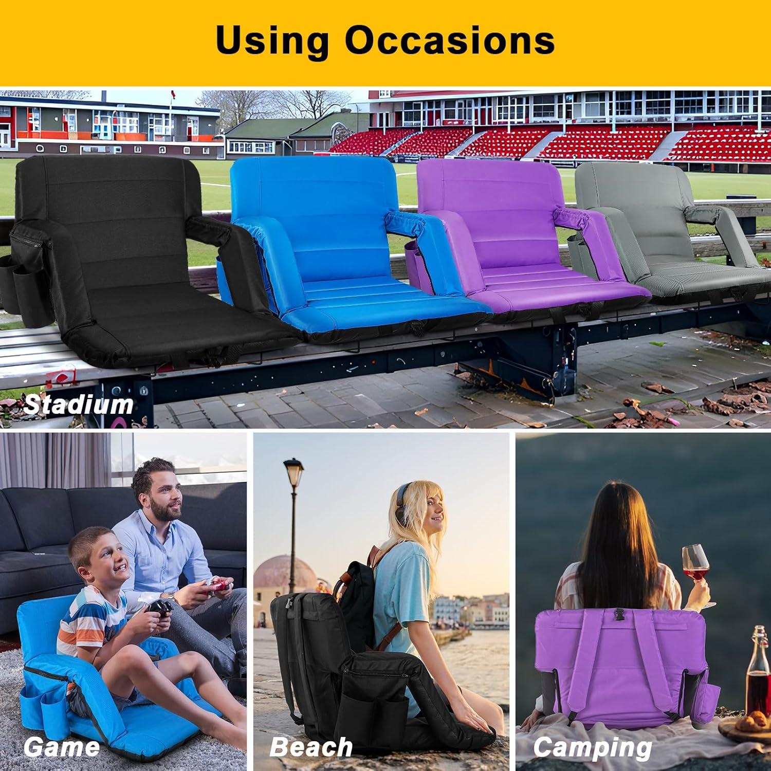 Asiento de Estadio Plegable y Ajustable Yeyeeyyee 57.15 cm Negro