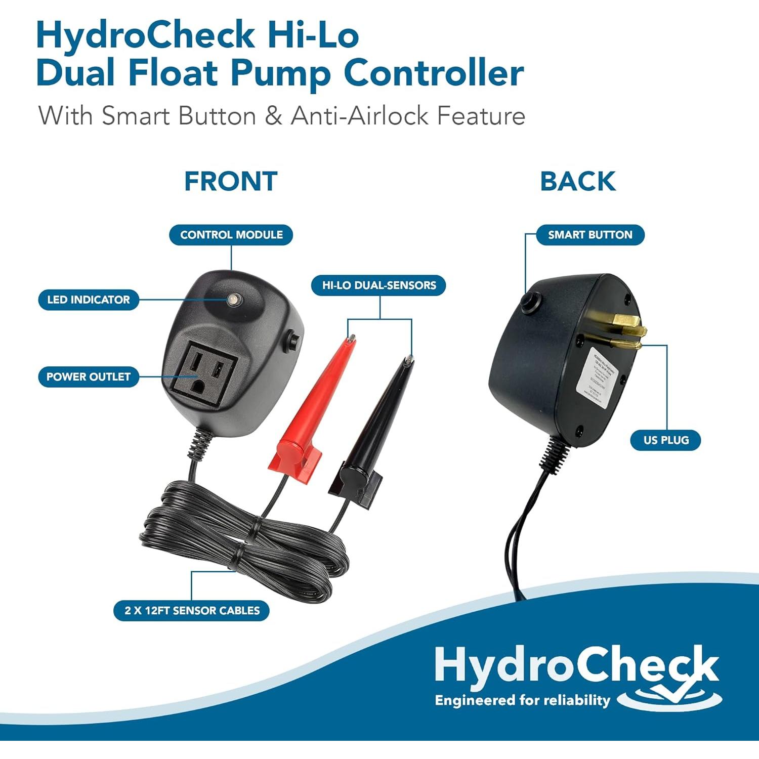Interruptor de Flotador HydroCheck HC6000v2 para Sump 120V
