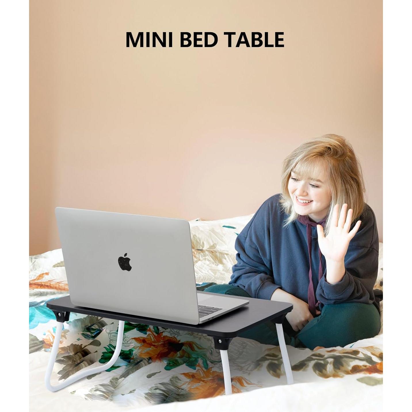 Mesa Plegable Komlyar Negra para Laptop y Desayuno 29x44.5cm