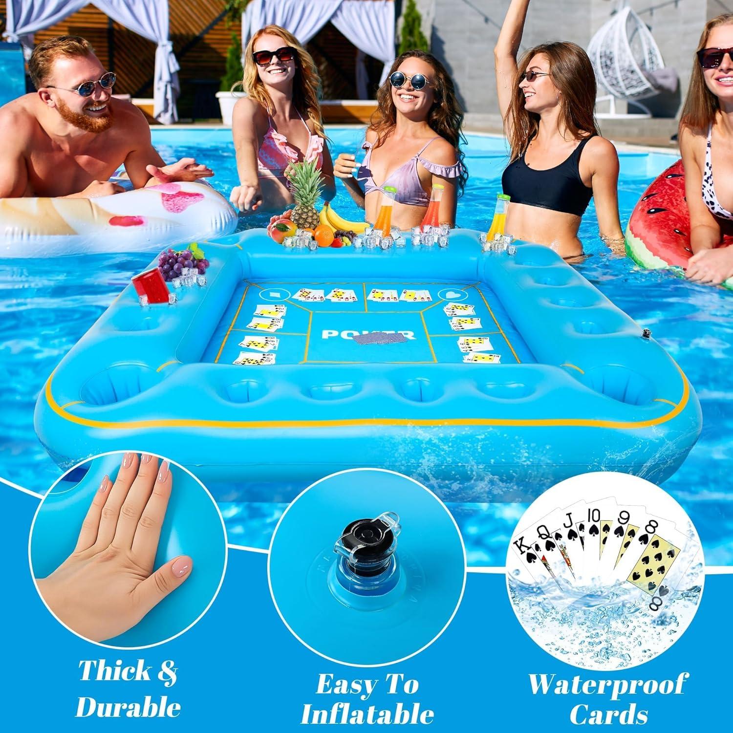 Mesa de Juego Inflable Extra Grande Elcoho 140x140 cm Azul Claro