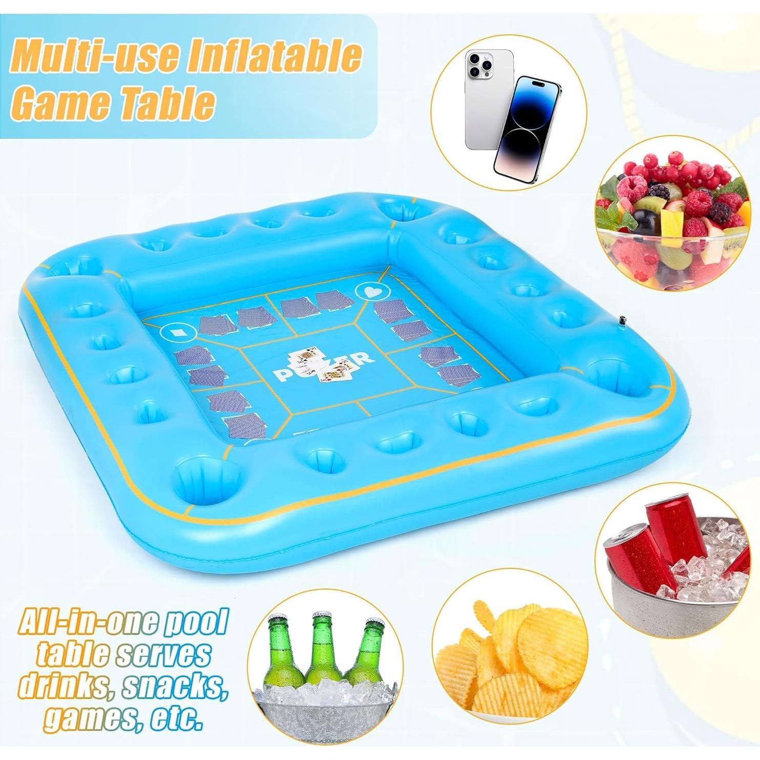 Mesa de Juego Inflable Extra Grande Elcoho 140x140 cm Azul Claro