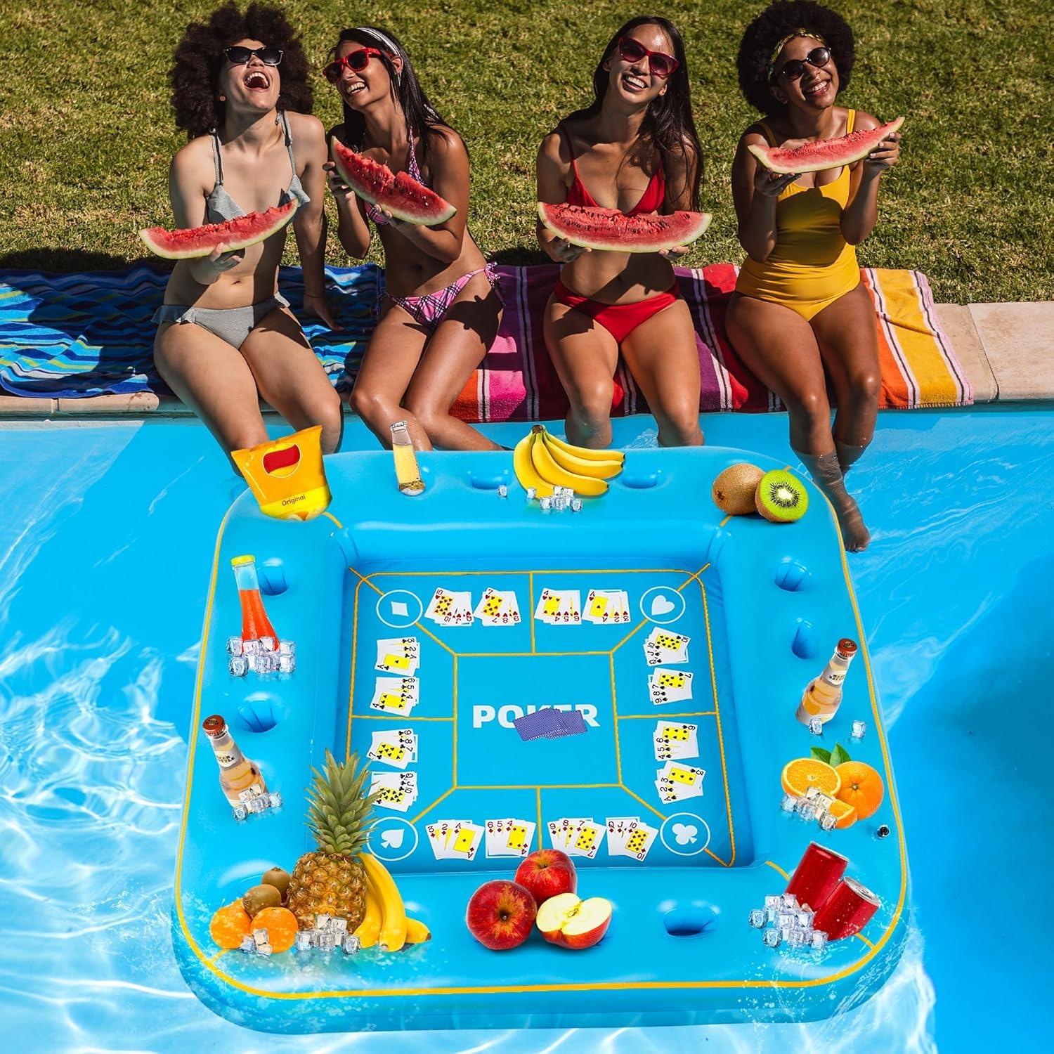 Mesa de Juego Inflable Extra Grande Elcoho 140x140 cm Azul Claro