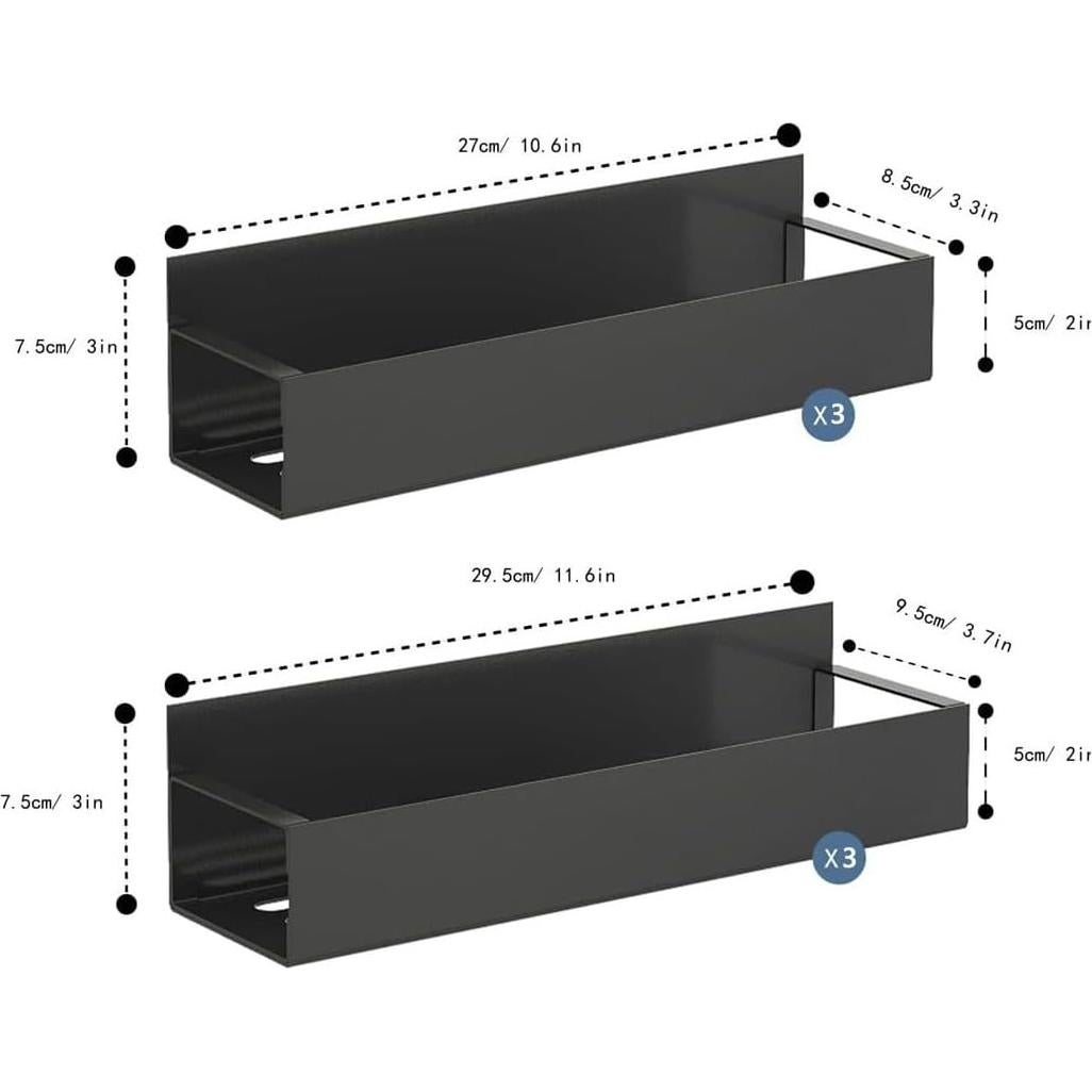 Organizador de Especias Magnético Easyhouse 6 Paquetes Metal Negro