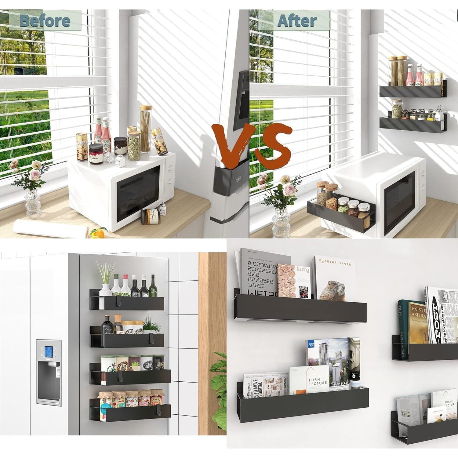 Organizador de Especias Magnético Easyhouse 6 Paquetes Metal Negro