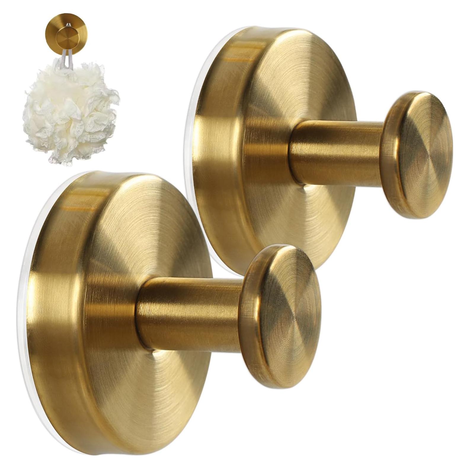 Ganchos de Ventosa Sin Taladro NABOBA - 2 Pcs Oro Cepillado