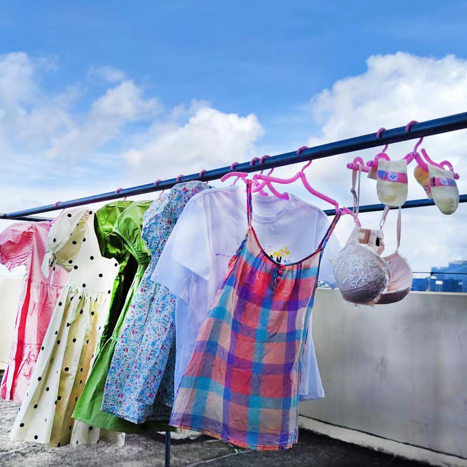 11 Perchas de Viaje Plegables BWXXXR Rosa para Ropa