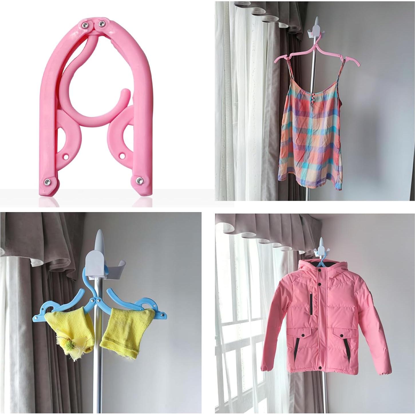 11 Perchas de Viaje Plegables BWXXXR Rosa para Ropa