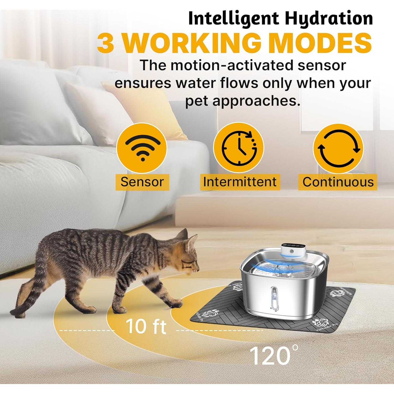 Fuente de Agua Inalámbrica PetFeeder Pro 3.2L Acero Inoxidable